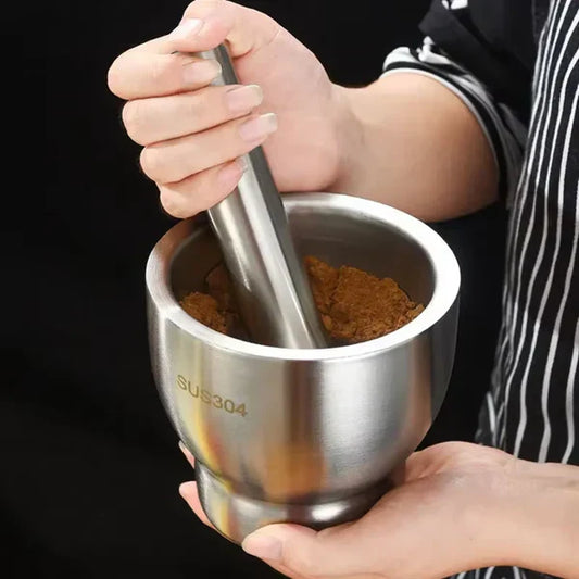 304 Stainless Steel Garlic Masher Bowl with Pestle Set