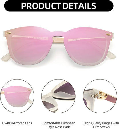Trendy Rimless Mirrored Sunglasses Reflective Sun Glasses for Women Men