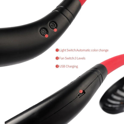Mini Portable Hanging Neckband Fan USB Rechargeable Cooler