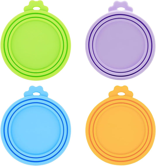 Food Can Covers/4 Pack/Universal BPA Free Silicone Dog Cat Food Tin Lids for Dog and Cat Food/Fits All Standard Size Can Tops for Pet Food Storage(Mix Color2)