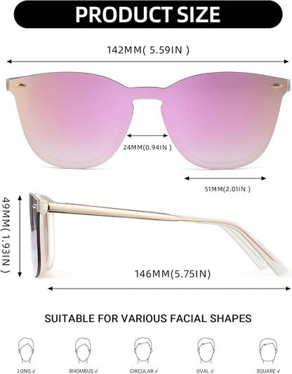 Trendy Rimless Mirrored Sunglasses Reflective Sun Glasses for Women Men