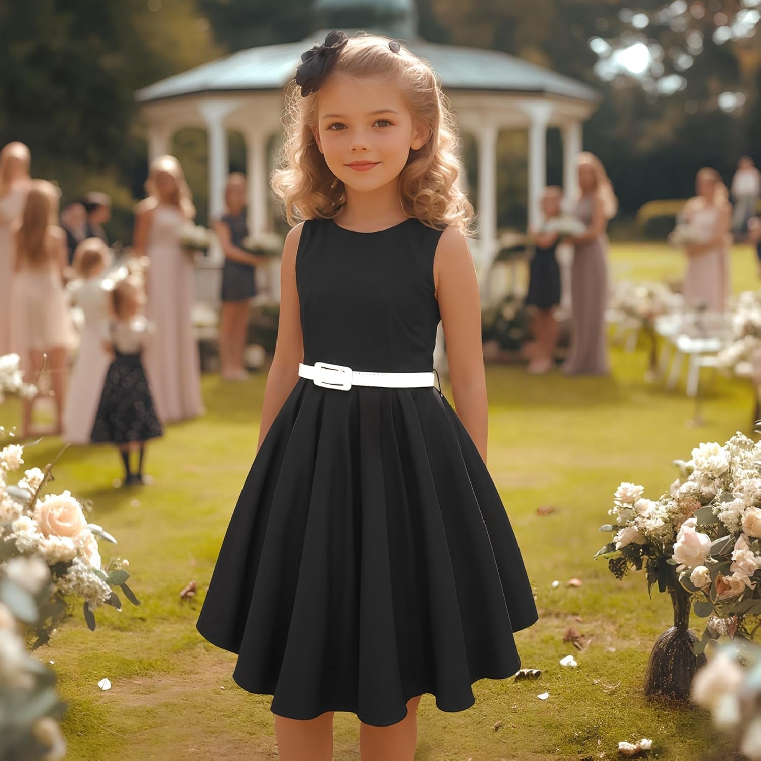 Girls Vintage Dress 50S Retro Twirling Special Occasion Dresses Size 6-14 Sleeveless Kids Dress