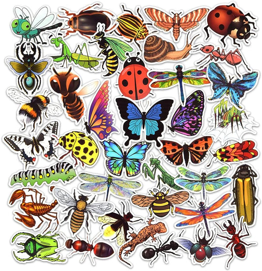 50 PCS Cute Bug Stickers for Kids Waterproof Vinyl Insect Stickers for Water Bottles Party Decorations