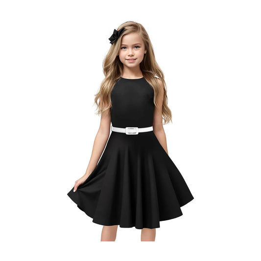 Girls Vintage Dress 50s Retro Sleeveless Party Dress