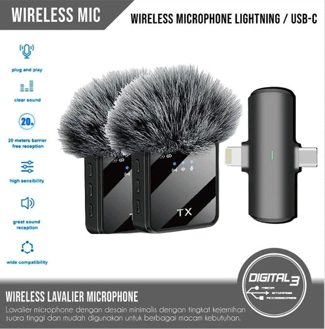 Wireless Lavalier Microphone for iPhone and Android