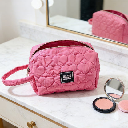 Fashion Portable Cosmetic Bag Rose Red Makeup Case
